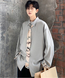 neos | 【neos -addictive design-】ルーズシルエット ストライプ ボタニカル タイ付き ロングスリーブ シャツ(シャツ/ブラウス)