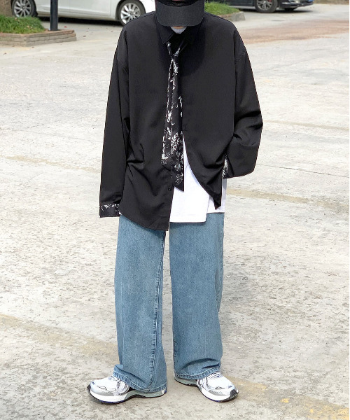 neos（ネオス）の「【neos -addictive design-】ルーズシルエット タイ付き ロングスリーブシャツ（シャツ/ブラウス・メンズ・ホワイト/ブラック/グレー/ホワイト系その他/ブラック系その他/グレー系その他/グレー系その他2・MEDIUM/LARGE/X-LARGE）」の13枚目の写真