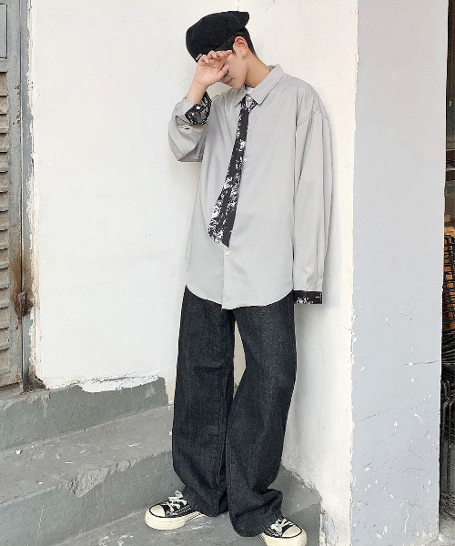 neos（ネオス）の「【neos -addictive design-】ルーズシルエット タイ付き ロングスリーブシャツ（シャツ/ブラウス・メンズ・ホワイト/ブラック/グレー/ホワイト系その他/ブラック系その他/グレー系その他/グレー系その他2・MEDIUM/LARGE/X-LARGE）」の17枚目の写真