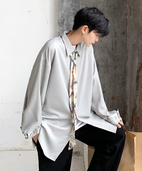 neos（ネオス）の「【neos -addictive design-】ルーズシルエット タイ付き ロングスリーブシャツ（シャツ/ブラウス・メンズ・ホワイト/ブラック/グレー/ホワイト系その他/ブラック系その他/グレー系その他/グレー系その他2・MEDIUM/LARGE/X-LARGE）」の20枚目の写真