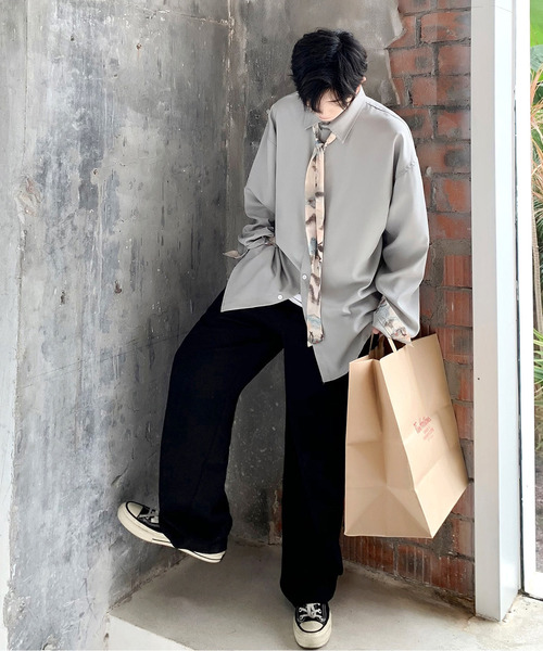 neos（ネオス）の「【neos -addictive design-】ルーズシルエット タイ付き ロングスリーブシャツ（シャツ/ブラウス・メンズ・ホワイト/ブラック/グレー/ホワイト系その他/ブラック系その他/グレー系その他/グレー系その他2・MEDIUM/LARGE/X-LARGE）」の21枚目の写真