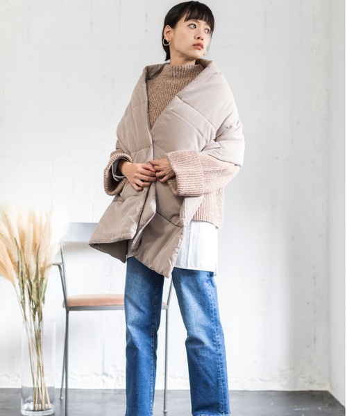 4youstory（フォーユーストーリー）の「【４youstory　ダウンショール】（ストール/ショール・レディース・チャコールグレー/ベージュ/ブラウン/ミント・FREE）」の4枚目の写真