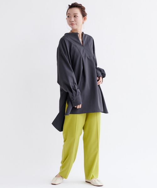 DouDou（ドゥドゥ）の「バックボタン切替シャツ（シャツ/ブラウス・レディース・チャコールグレー/ベージュ/ライトオリーブ・FREE）」の22枚目の写真