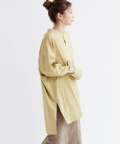 DouDou（ドゥドゥ）の「バックボタン切替シャツ（シャツ/ブラウス・レディース・チャコールグレー/ベージュ/ライトオリーブ・FREE）」の19枚目の写真