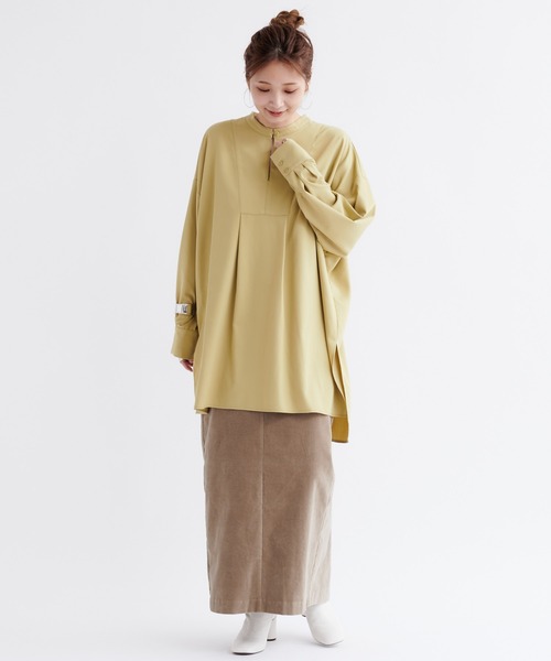 DouDou（ドゥドゥ）の「バックボタン切替シャツ（シャツ/ブラウス・レディース・チャコールグレー/ベージュ/ライトオリーブ・FREE）」の7枚目の写真