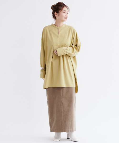 DouDou（ドゥドゥ）の「バックボタン切替シャツ（シャツ/ブラウス・レディース・チャコールグレー/ベージュ/ライトオリーブ・FREE）」の18枚目の写真