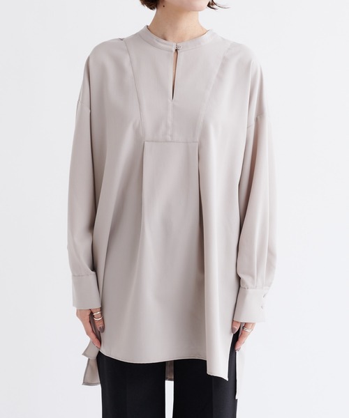 DouDou（ドゥドゥ）の「バックボタン切替シャツ（シャツ/ブラウス・レディース・チャコールグレー/ベージュ/ライトオリーブ・FREE）」の14枚目の写真
