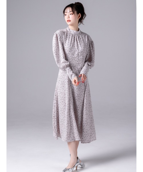 fifth calin(フィフスカラン)の「スタンドネックレオパードモチーフワンピース(ワンピース・レディース・ブラック/グレー・MEDIUM)」の2枚目の写真