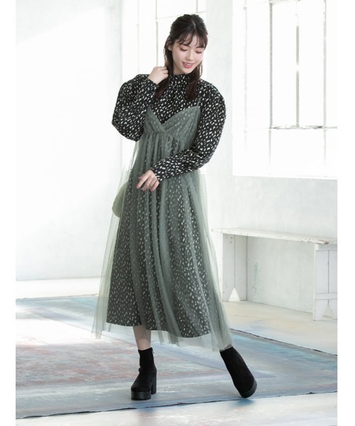 fifth calin(フィフスカラン)の「スタンドネックレオパードモチーフワンピース(ワンピース・レディース・ブラック/グレー・MEDIUM)」の10枚目の写真