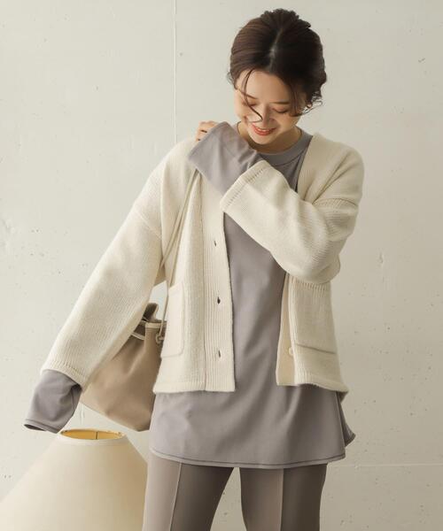 URBAN RESEARCH DOORS（アーバンリサーチドアーズ）の「ローゲージアウトポケットカーデ（カーディガン/ボレロ・レディース・アイボリー/ブルー/モカ・ONE）」の5枚目の写真