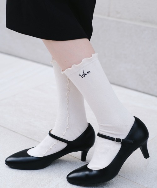idem(イデム)の「idem Mellow Socks/ロゴ刺繍メロウソックス(ソックス/靴下・レディース・アイボリー・FREE)」の1枚目の写真