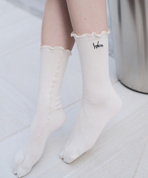idem(イデム)の「idem Mellow Socks/ロゴ刺繍メロウソックス(ソックス/靴下・レディース・アイボリー・FREE)」の2枚目の写真