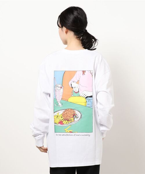 Naked Rust and other POEMS（ネイキッドラストアンドアザーポエムス）の「/POEMS/手書き風バックプリントロングスリーブ（Tシャツ/カットソー・レディース・ブラック/ホワイト/ベージュ・MEDIUM/LARGE）」の5枚目の写真