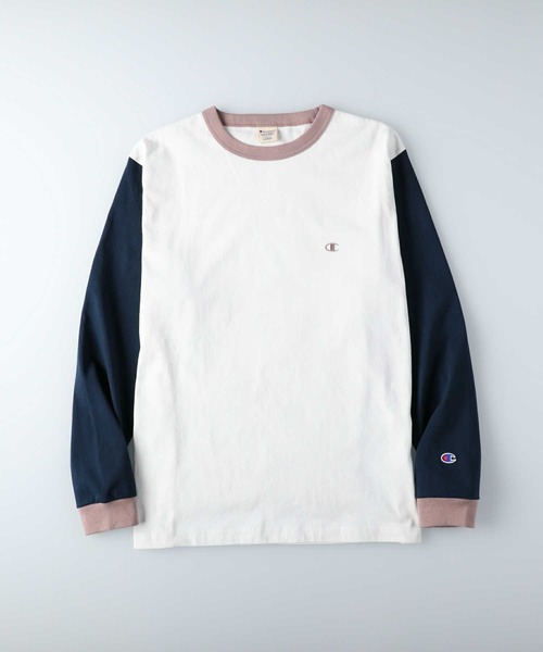 Champion（チャンピオン）の「【Champion】クレイジーロンＴ（Tシャツ/カットソー・メンズ・ホワイト/ベージュ/ネイビー・M/L/XL）」の2枚目の写真