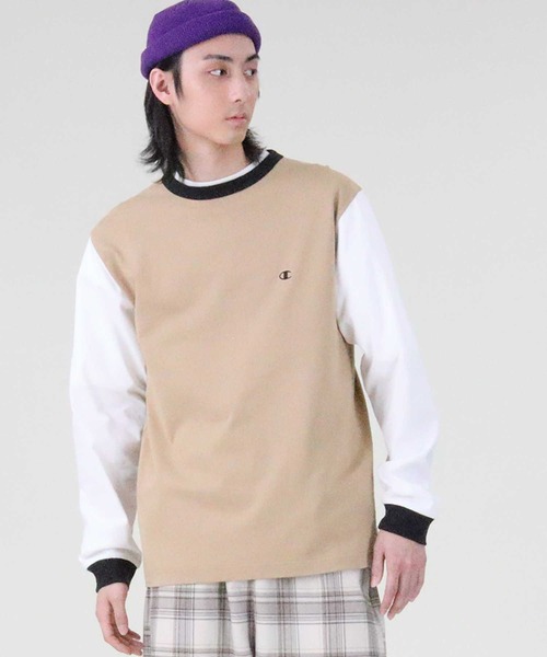 Champion（チャンピオン）の「【Champion】クレイジーロンＴ（Tシャツ/カットソー・メンズ・ホワイト/ベージュ/ネイビー・M/L/XL）」の16枚目の写真