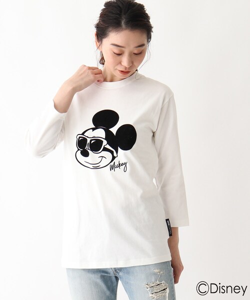Disney ディズニー サングラスミッキーマウス フロッキープリント 七分袖t