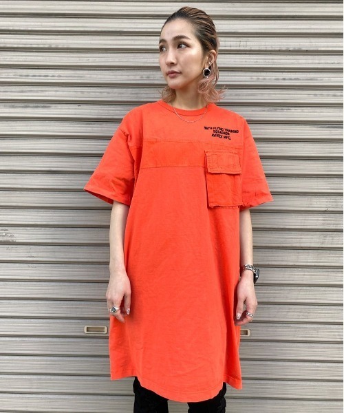 AVIREX（アヴィレックス）の「AVIREX/アヴィレックス/L-S/S FADE WASH POCK（ワンピース・レディース・オレンジ/オリーブ/オフホワイト/チャコール・FREE）」の10枚目の写真