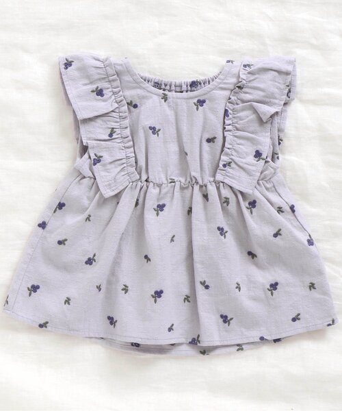 apres les cours（アプレレクール）の「フルーツ刺繍チュニック（チュニック・キッズ・イエロー/ミント/オレンジ/ラベンダー・140cm/130cm/110cm/120cm/90㎝/100cm/70cm/80ｃｍ）」の3枚目の写真