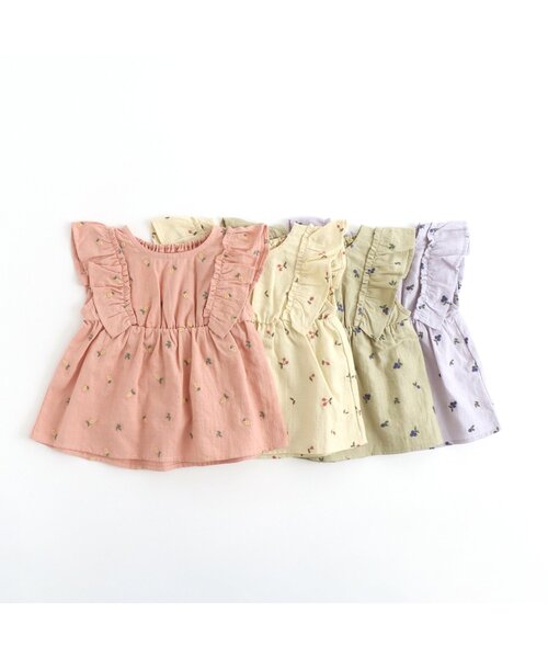 apres les cours（アプレレクール）の「フルーツ刺繍チュニック（チュニック・キッズ・イエロー/ミント/オレンジ/ラベンダー・140cm/130cm/110cm/120cm/90㎝/100cm/70cm/80ｃｍ）」の9枚目の写真