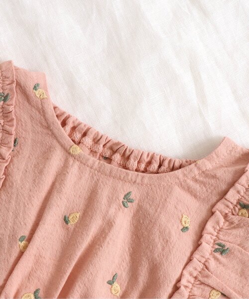 apres les cours（アプレレクール）の「フルーツ刺繍チュニック（チュニック・キッズ・イエロー/ミント/オレンジ/ラベンダー・140cm/130cm/110cm/120cm/90㎝/100cm/70cm/80ｃｍ）」の16枚目の写真