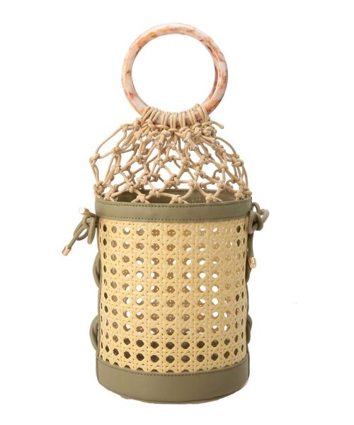 MERCURYDUO（マーキュリーデュオ）の「サイドレースアップマクラメ編みバッグ（ハンドバッグ・レディース・アイボリー/カーキ・FREE）」の2枚目の写真