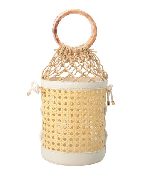 MERCURYDUO（マーキュリーデュオ）の「サイドレースアップマクラメ編みバッグ（ハンドバッグ・レディース・アイボリー/カーキ・FREE）」の3枚目の写真