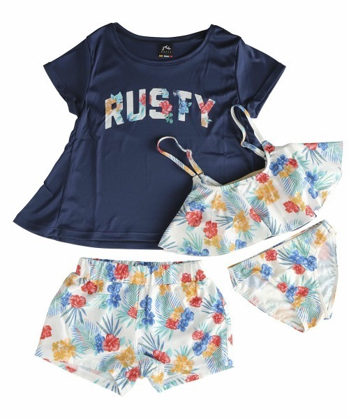 RUSTY/ラスティー 水着 4点セット 水陸両用 UVカット RUSTY/ラスティー 4点セット 水着 水陸両用 UVカット 925805