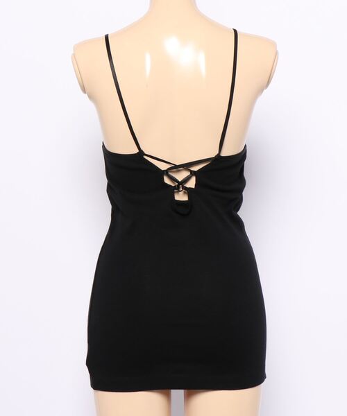 MADEMOISELLE ROPE'（マドモアゼル ロペ）の「バックレースアップブラキャミソール（キャミソール・レディース・ホワイト/ブラック・38）」の4枚目の写真