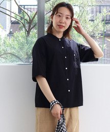 PAR ICI | ブロード5分袖 バンドカラーシャツ(シャツ/ブラウス)