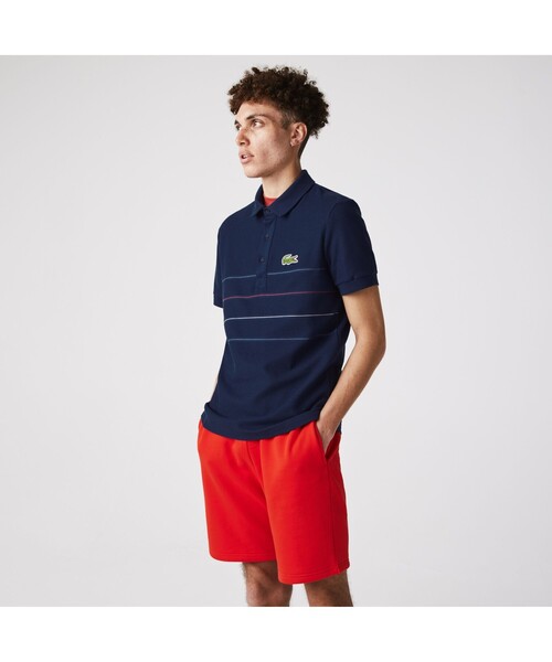 LACOSTE(ラコステ)の「切り替えピンボーダーオーガニックコットンポロシャツ(ポロシャツ・メンズ・ベージュ/ネイビー/レッド・2/4/3/5)」の3枚目の写真