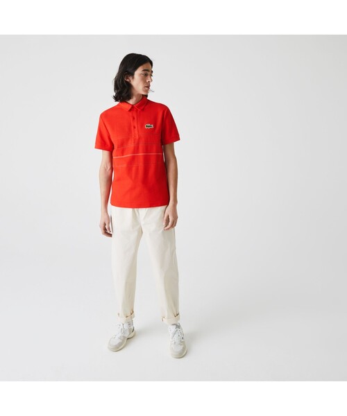 LACOSTE(ラコステ)の「切り替えピンボーダーオーガニックコットンポロシャツ(ポロシャツ・メンズ・ベージュ/ネイビー/レッド・2/4/3/5)」の4枚目の写真