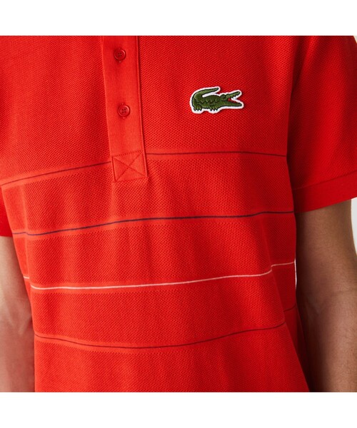 LACOSTE(ラコステ)の「切り替えピンボーダーオーガニックコットンポロシャツ(ポロシャツ・メンズ・ベージュ/ネイビー/レッド・2/4/3/5)」の6枚目の写真