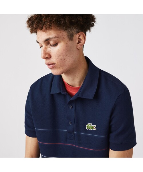 LACOSTE(ラコステ)の「切り替えピンボーダーオーガニックコットンポロシャツ(ポロシャツ・メンズ・ベージュ/ネイビー/レッド・2/4/3/5)」の8枚目の写真