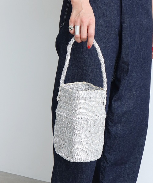 note et silence (ノートエシロンス)の「サイザルバッグ ワンハンドル ビン型(ハンドバッグ・レディース・シルバー・FREE)」の4枚目の写真