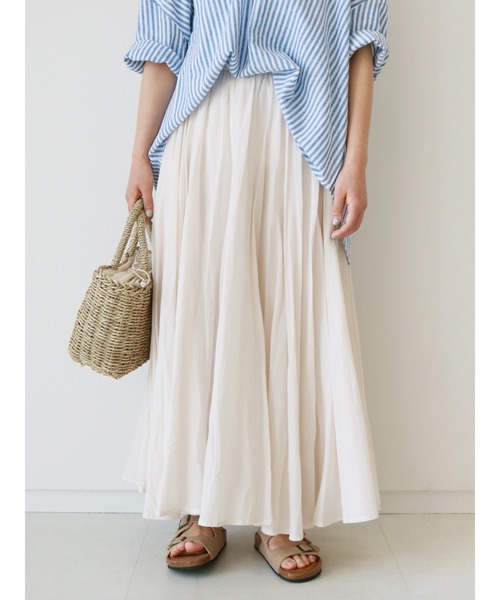 Samansa Mos2（サマンサ モスモス）の「サーキュラースカート（スカート・レディース・パープル/キナリ/グリーン/チャコール・ﾌﾘ-）」の2枚目の写真