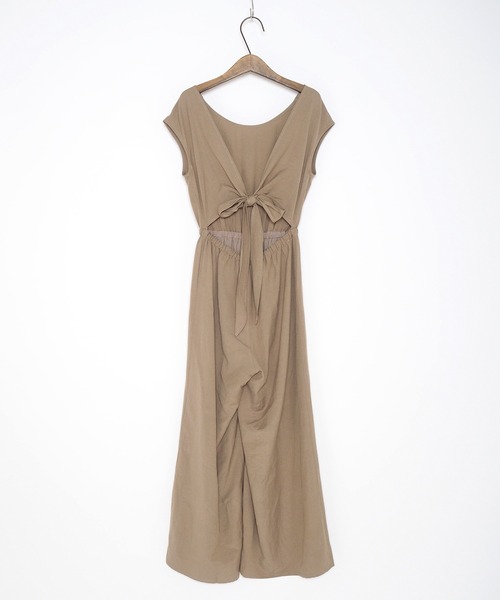 Crisp（クリスプ）の「バックリボンオールインワン（つなぎ/オールインワン・レディース・ブラウン/オートミール・FREE）」の3枚目の写真