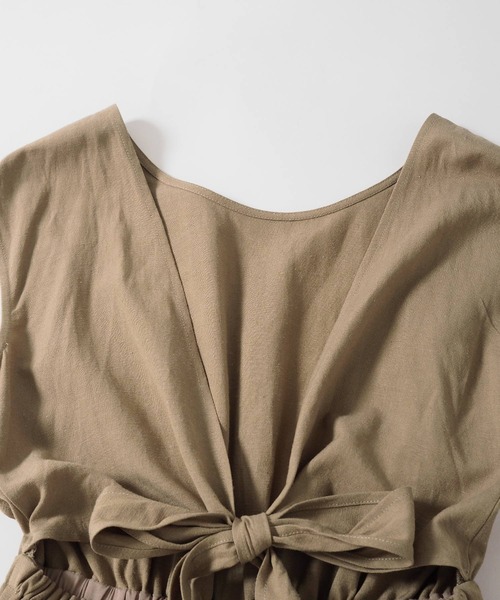 Crisp（クリスプ）の「バックリボンオールインワン（つなぎ/オールインワン・レディース・ブラウン/オートミール・FREE）」の7枚目の写真