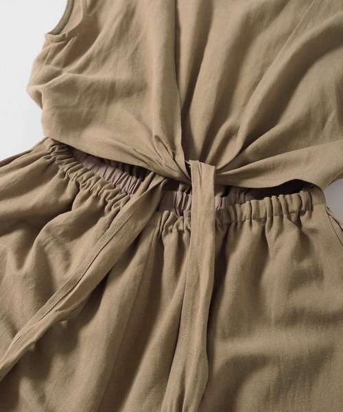 Crisp（クリスプ）の「バックリボンオールインワン（つなぎ/オールインワン・レディース・ブラウン/オートミール・FREE）」の8枚目の写真