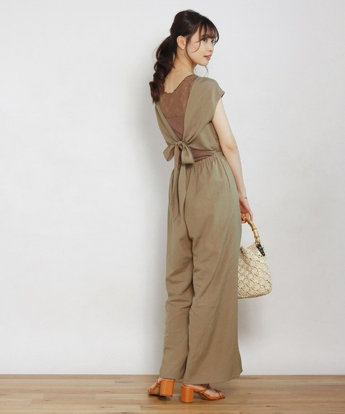 Crisp（クリスプ）の「バックリボンオールインワン（つなぎ/オールインワン・レディース・ブラウン/オートミール・FREE）」の14枚目の写真