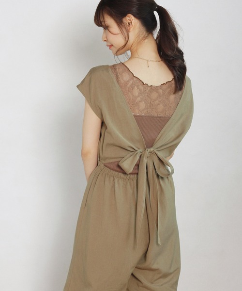 Crisp（クリスプ）の「バックリボンオールインワン（つなぎ/オールインワン・レディース・ブラウン/オートミール・FREE）」の16枚目の写真