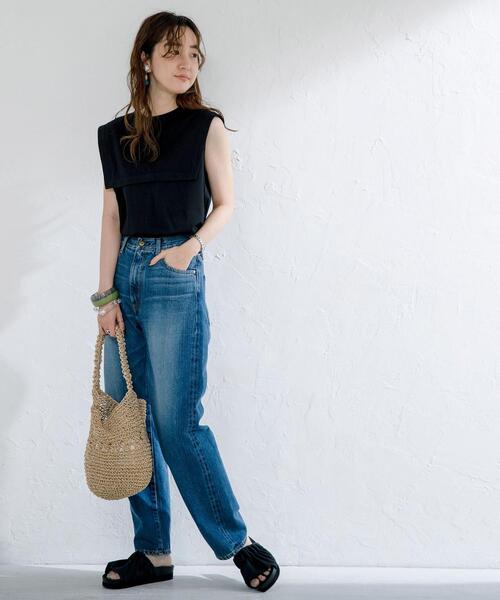 coen（コーエン）の「セーラーノースリーブTシャツ（タンクトップ・レディース・ライラック/ベージュ/ブラック・MEDIUM/LARGE）」の19枚目の写真