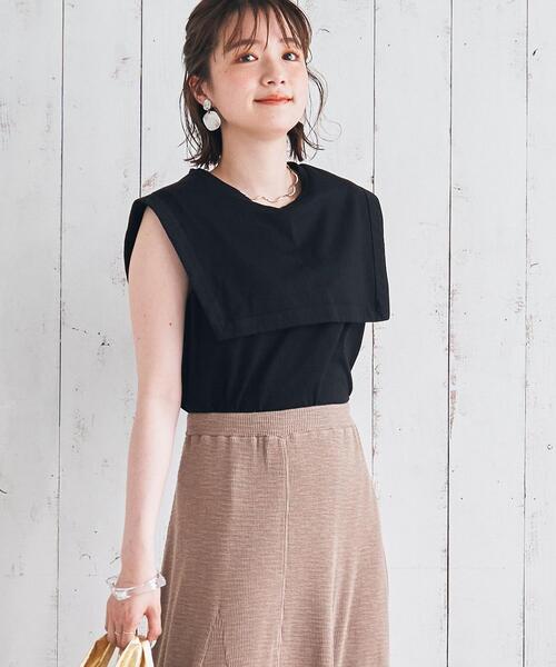 coen（コーエン）の「セーラーノースリーブTシャツ（タンクトップ・レディース・ライラック/ベージュ/ブラック・MEDIUM/LARGE）」の12枚目の写真