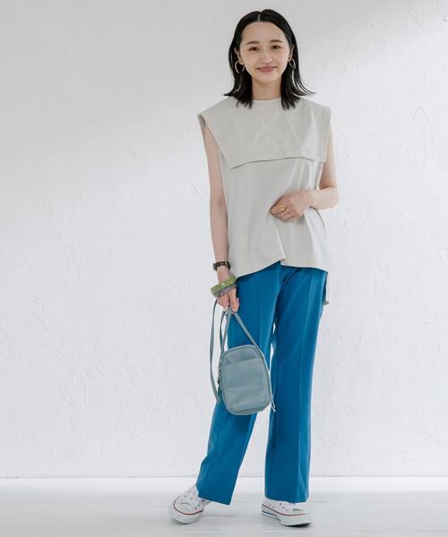 coen（コーエン）の「セーラーノースリーブTシャツ（タンクトップ・レディース・ライラック/ベージュ/ブラック・MEDIUM/LARGE）」の8枚目の写真