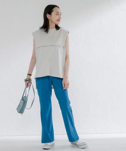 coen（コーエン）の「セーラーノースリーブTシャツ（タンクトップ・レディース・ライラック/ベージュ/ブラック・MEDIUM/LARGE）」の9枚目の写真