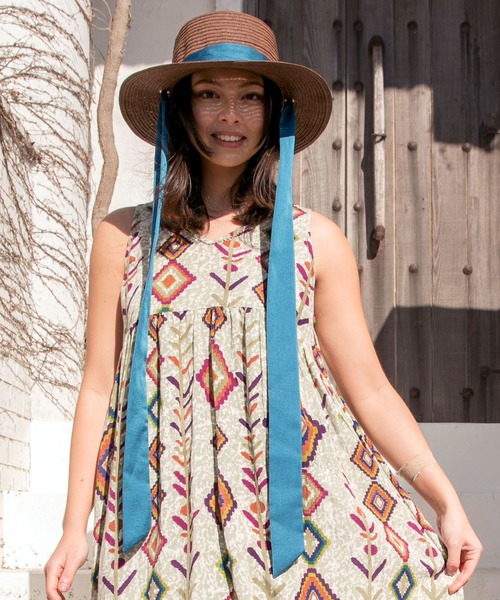 チャイハネ（チャイハネ）の「【チャイハネ】ロングリボン ウィラハット（ハット・レディース・オレンジ/ブルー・FREE）」の2枚目の写真