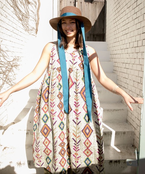 チャイハネ（チャイハネ）の「【チャイハネ】ロングリボン ウィラハット（ハット・レディース・オレンジ/ブルー・FREE）」の10枚目の写真