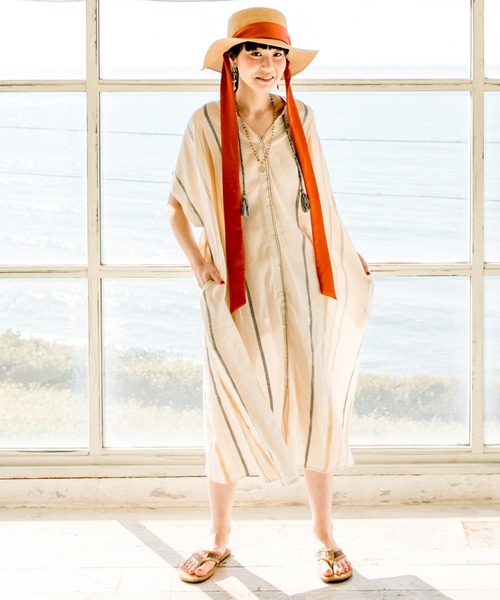 チャイハネ（チャイハネ）の「【チャイハネ】ロングリボン ウィラハット（ハット・レディース・オレンジ/ブルー・FREE）」の8枚目の写真