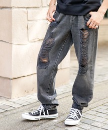 London Denim / Peckham クラッシュ ワイド テーパード デニム パンツ