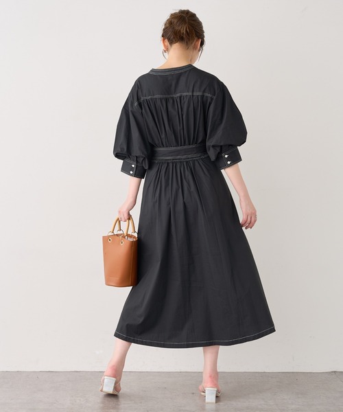 natural couture（ナチュラルクチュール）の「【WEB限定】ノーカラーシャツワンピース（ワンピース・レディース・ブラック/ベージュ/オフホワイト・FREE）」の15枚目の写真