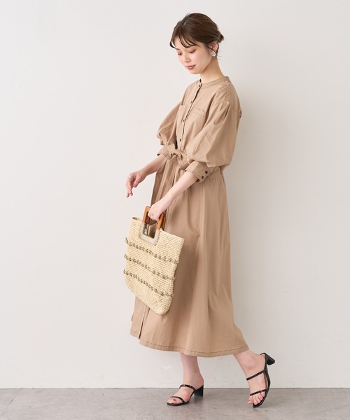 natural couture（ナチュラルクチュール）の「【WEB限定】ノーカラーシャツワンピース（ワンピース・レディース・ブラック/ベージュ/オフホワイト・FREE）」の13枚目の写真